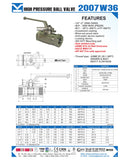 2007W36 ~ High Pressure Ball Valve