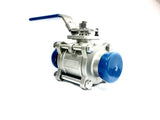 3PC Tri Clamp Ball Valve, Teflon Seats 3A Certified Sanitary