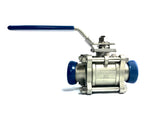 3PC Tri Clamp Ball Valve, Teflon Seats 3A Certified Sanitary
