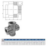 SS 150# ISO Threaded Cross Pipe Fitting